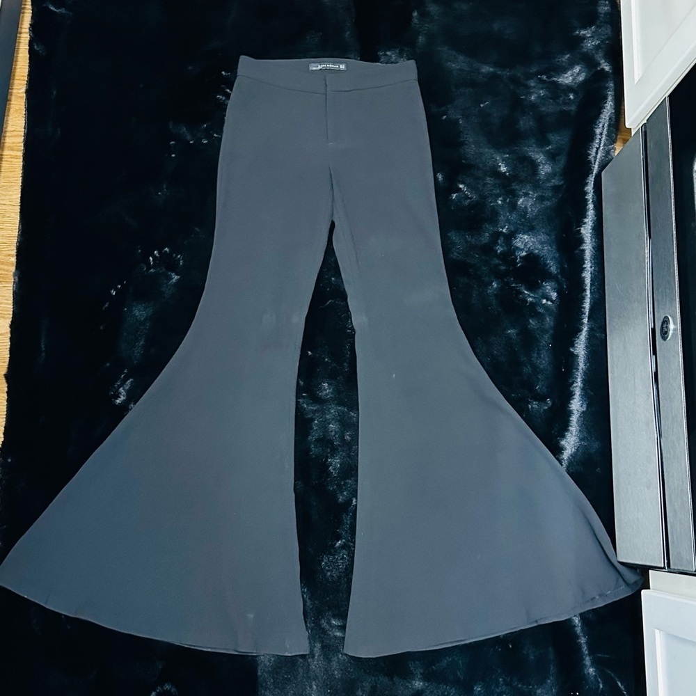 ZARA WOMAN Black Flare Wide Leg Pants